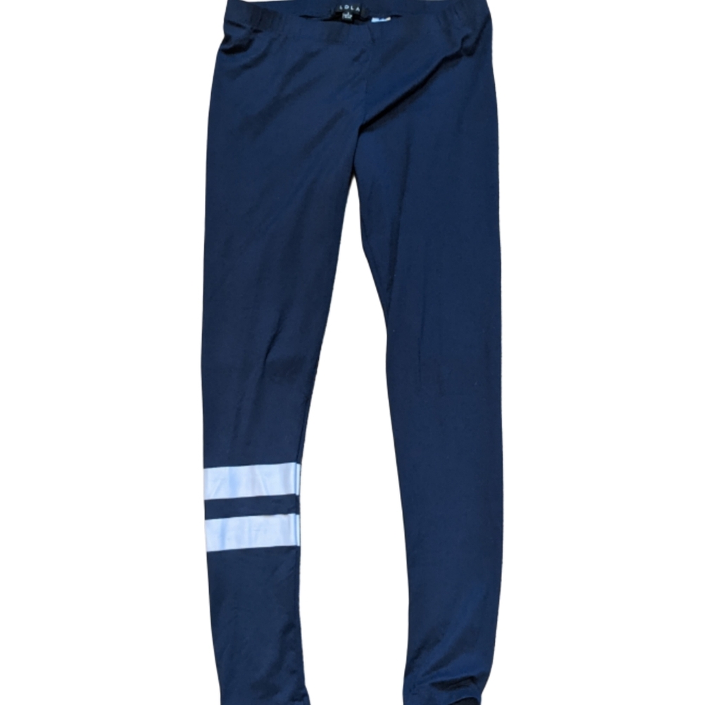 Navy Blue Women's Leggings with White Stripes
